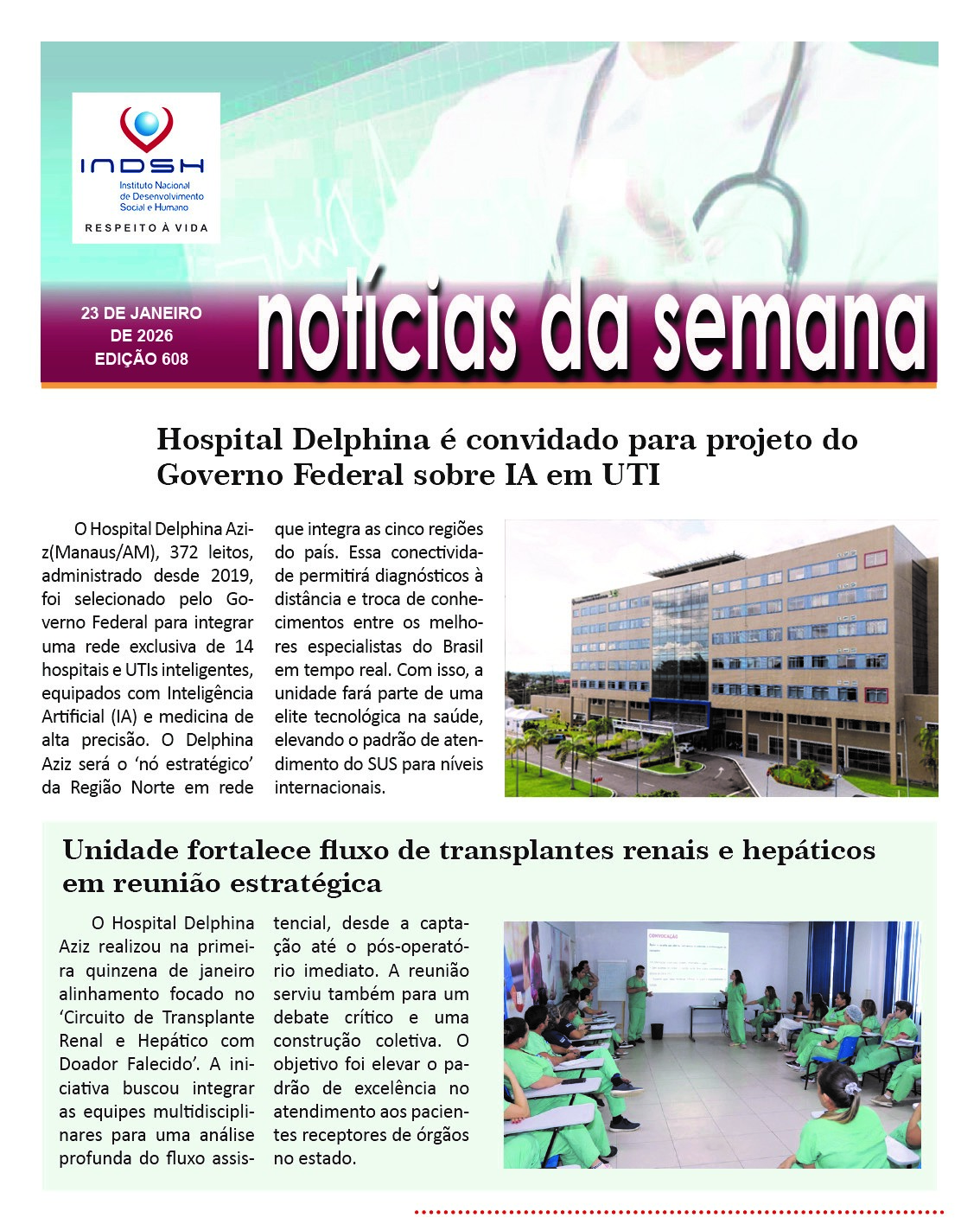 Notícias da Semana INDSH nº 607 - 16/11/2025